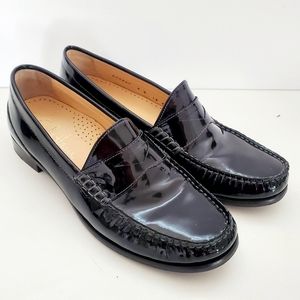 Cole Haan Air Penny Loafers Womens Black Patent Leather Slip On Shoes Size 6.